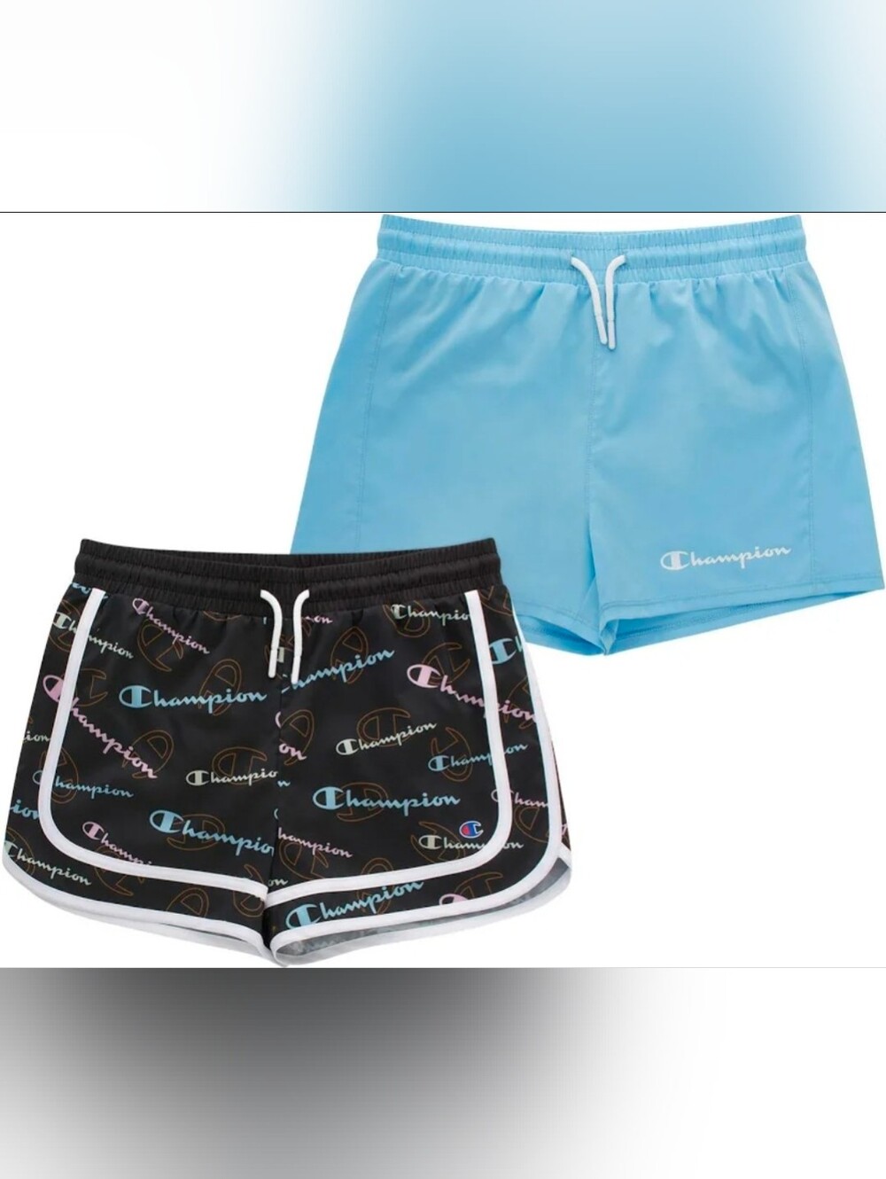 Champion Girls Shorts - 2 Pack - Girls Size 14/16 - Blue - Black